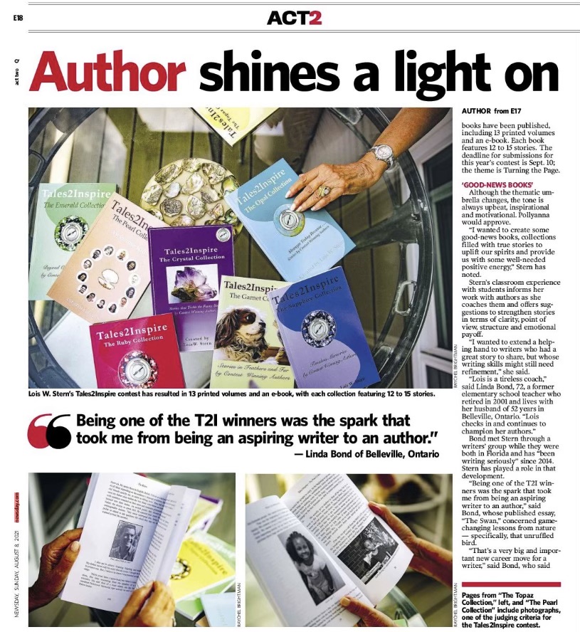 NEWSDAY, LI, NY Newsday featured Tales2Inspire in their coveted Act 2 three page article Sunday edition.
